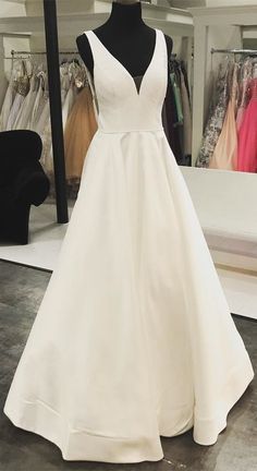 Pretty V neck Floor Length A Line Prom Dresses, Formal Evening Dress cg6135