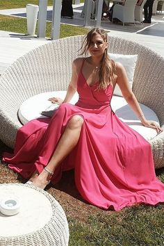 Beautiful A Line Prom Party Dress V Neck Side Slit With Straps cg6193