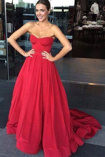 A Line Strapless Long Prom Dresses cg6237