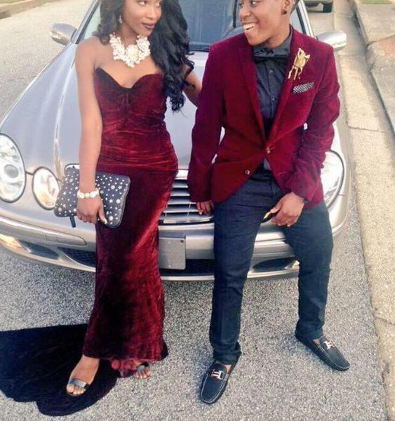 Sheath Prom Dresses Burgundy Velvet Sweetheart cg6239