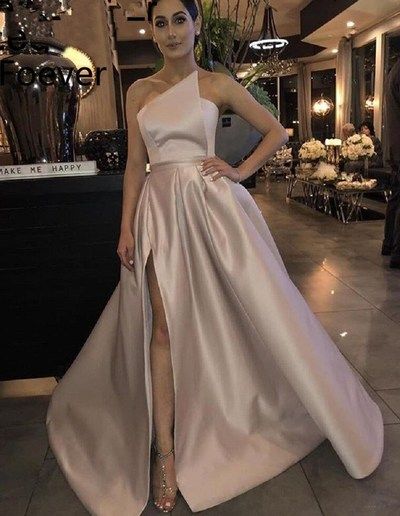 Elegant Side Slit Simple Cheap Long Prom Dresses cg6258