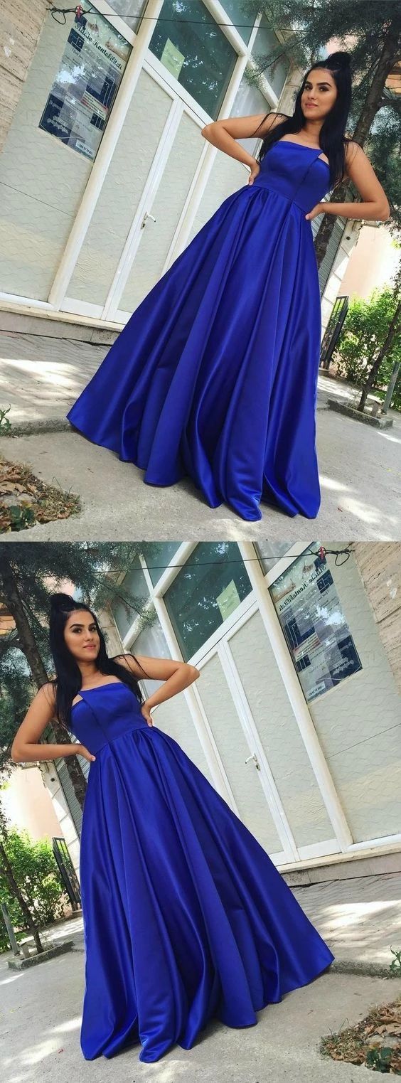 Gorgeous Royal Blue Simple Prom Dress, Sexy Backless Satin A-Line Prom dress cg6284