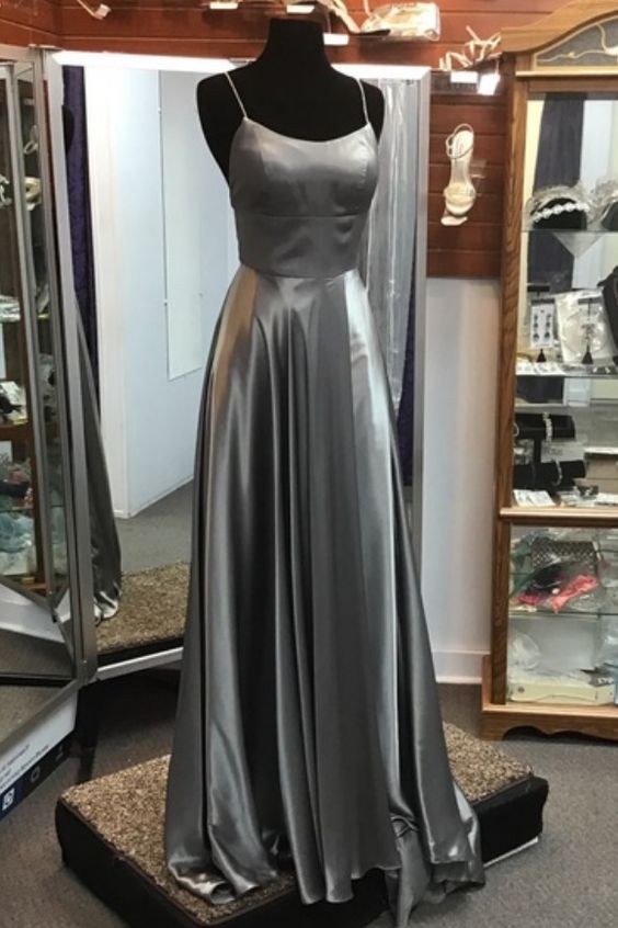 grey long prom dress with straps, gorgeous long prom dress 2020 cg6399