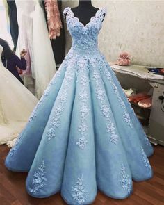 Charming Ball Gown Prom Dresses Lace Embroidery cg6845