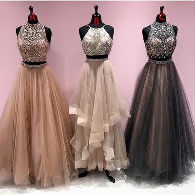 Elegant Two Piece Beaded Long Prom Dress cg6850