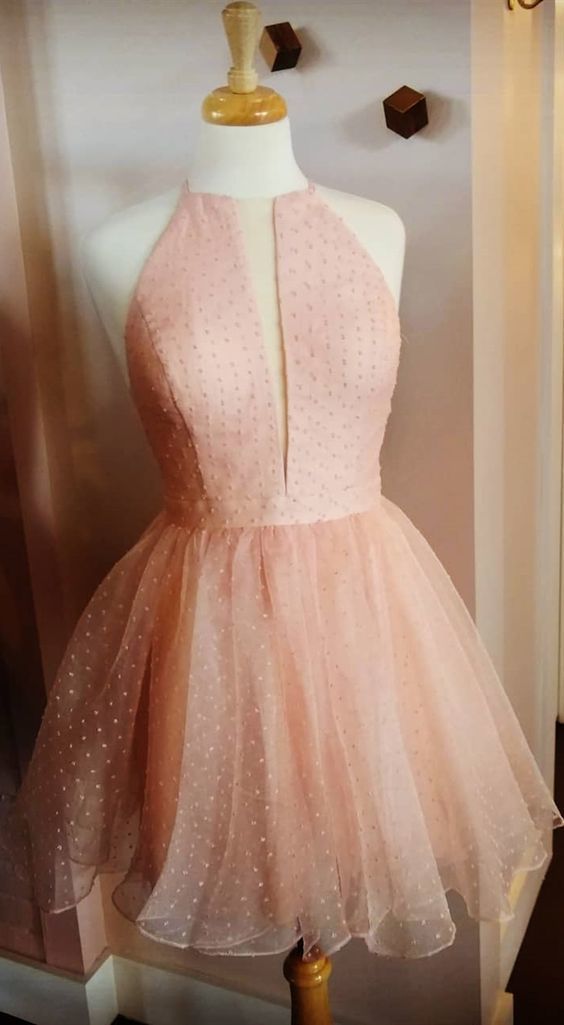 A Line Jewel Sleeveless Pink Short Homecoming Dress cg7066