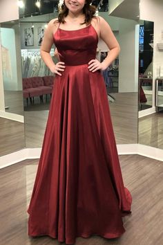 Gorgeous Straps Red Long Prom Dress with Slit cg7174