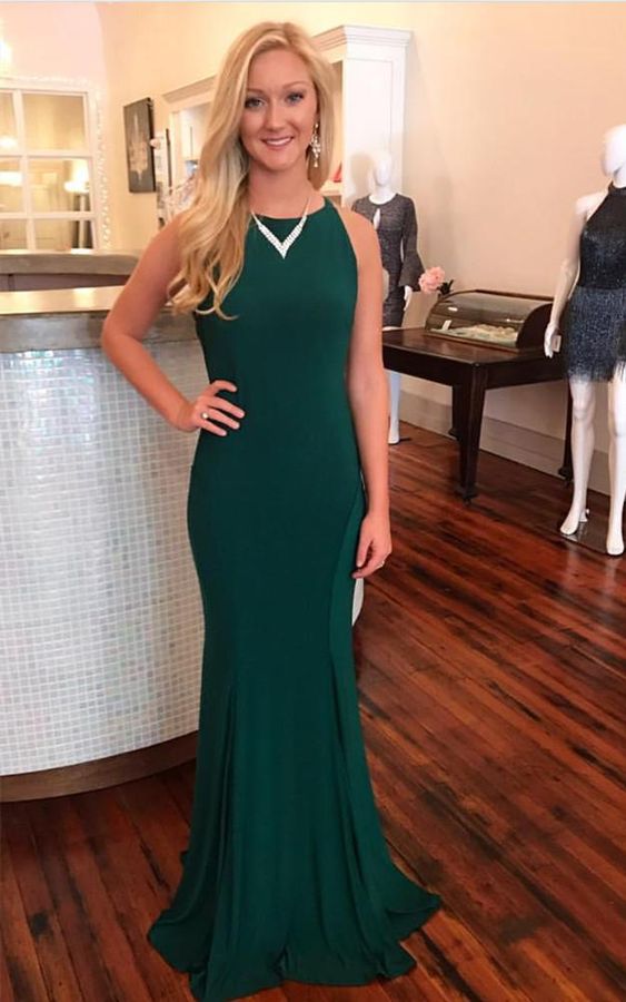 Unique Prom Dresses, Charming Trumpet/Mermaid Hunter 2020 Prom Dresses Backless cg7183