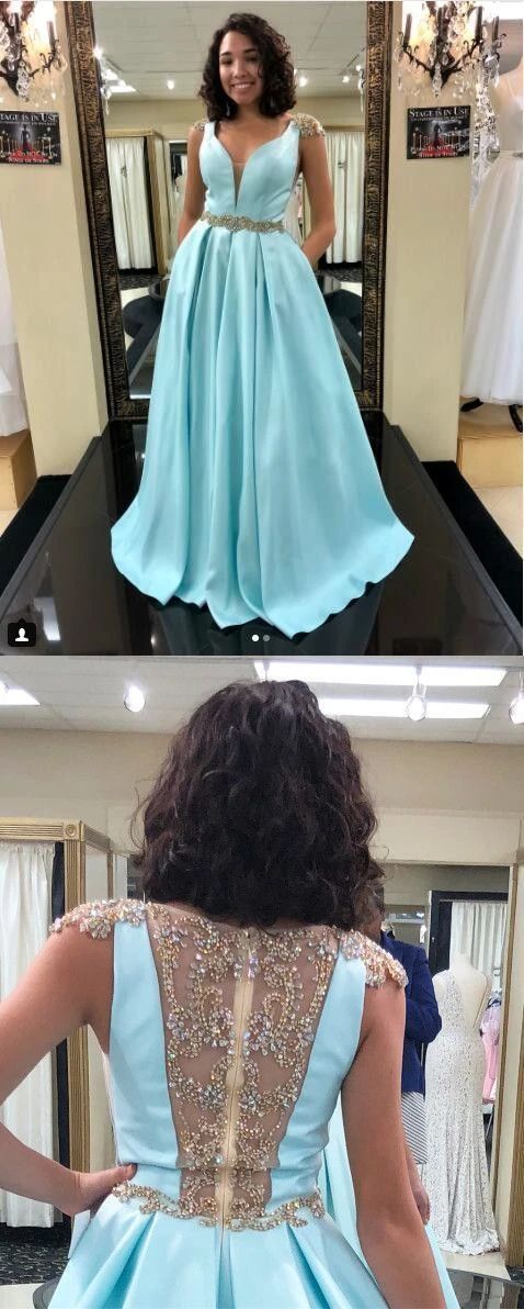 Princess Blue Long Prom Dress Party Dress cg7243
