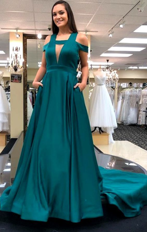Off the Shoulder Teal Long Prom Dress Elegant Formal Evening Gown cg7321