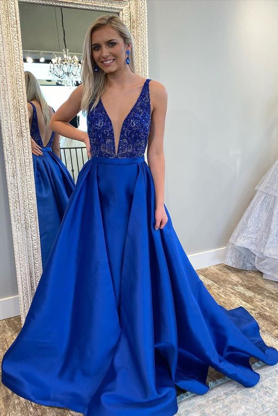 Custom Made Prom Dress Royal Blue, Prom Dresses, Pageant Dress, Evening Dress, Dance Dresses, Graduation School Party Gown cg7351