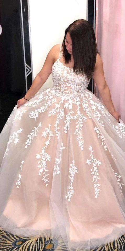 backless champagne formal dress with spaghetti straps prom dress cg7501