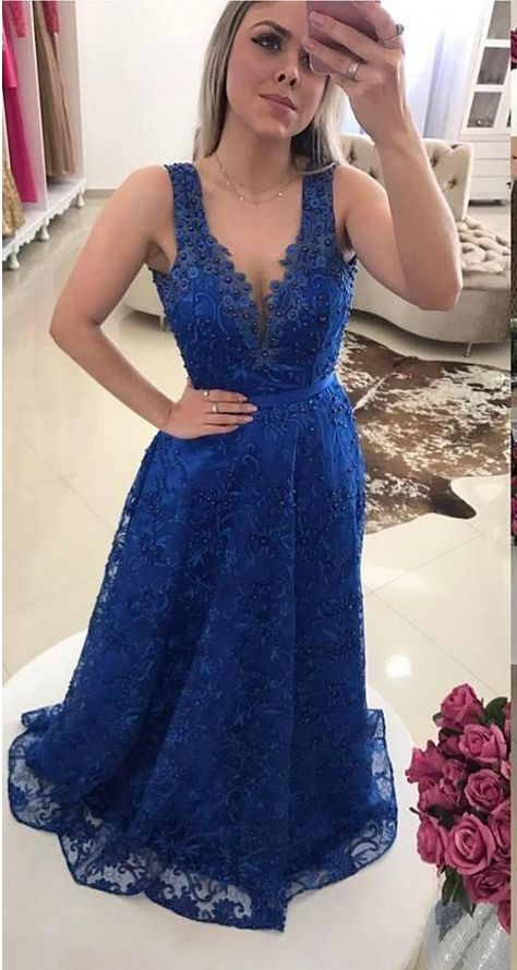 Gergeous Lace Evening Dress, 2020 Royal Blue Prom Dress cg7548