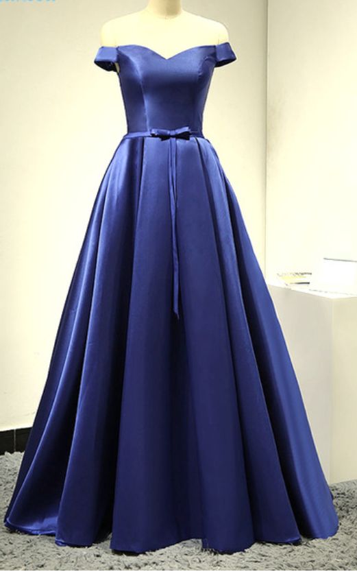 Elegant a line of the shoulder royal blue evening prom dress cg7574