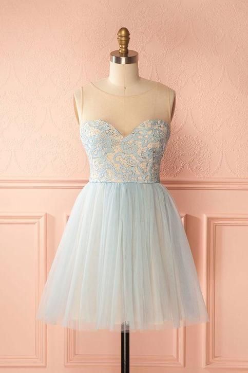 Tulle Mini Lace Dress, Cute Party Dress, Short homecoming Gown cg7626