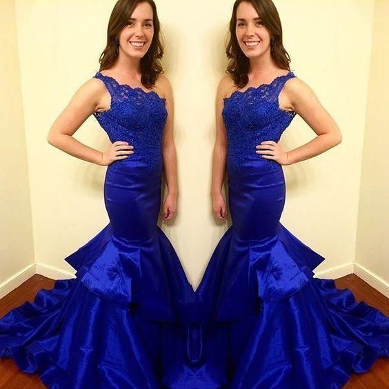 Fitted Royal Blue Prom Dress With Single Strap cg7645