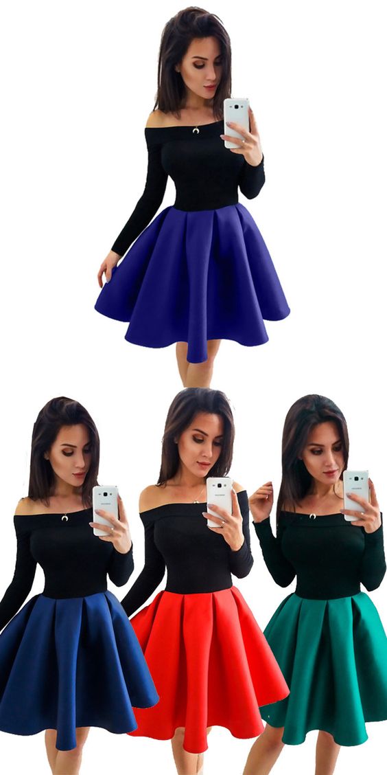 Cute long sleeve Short Homecoming Dresses cg7662