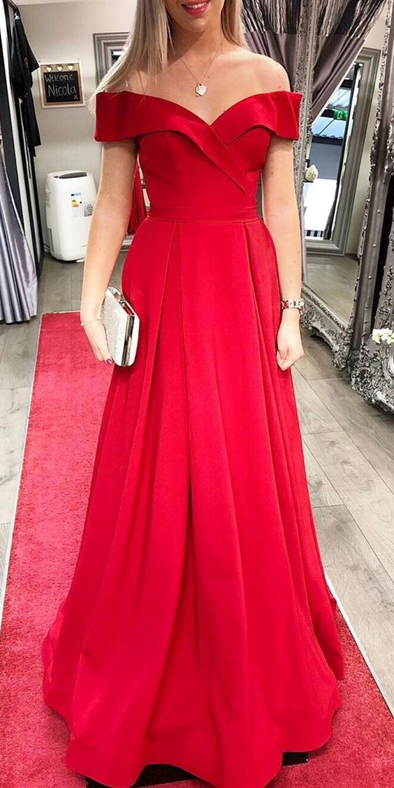 Elegant Red Long Prom Dress with Pockets cg7673