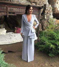 Long Sleeves V Neck Prom Dress cg7691