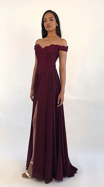 2020 Off Shoulder Long Prom Dresses with Applique and Beading cg7727