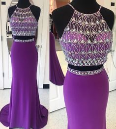 2 Pieces Long Prom Dresses Beaded Evening Dresses Mermaid Formal Dresses cg7745