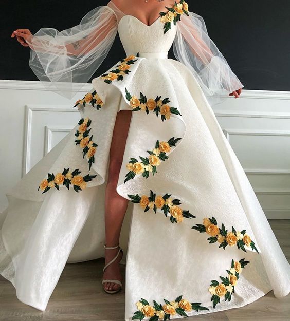 white prom dresses 2020 sweetheart neckline embroidery hand made flowers lace ball gown evening dresses cg7953