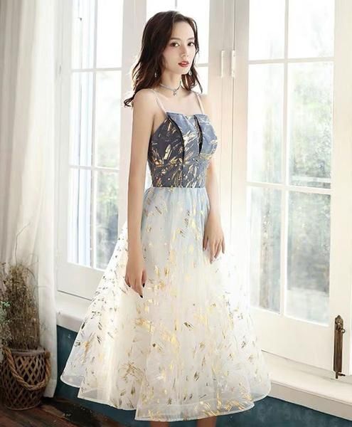 Blue tulle lace short prom dress blue tulle cocktail dress cg7971