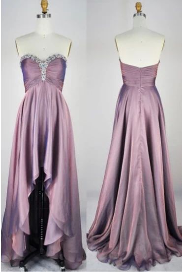 Custom Made Purple Sequin Embellished Sweetheart Neckline Ruched High Low Prom Dress cg8002