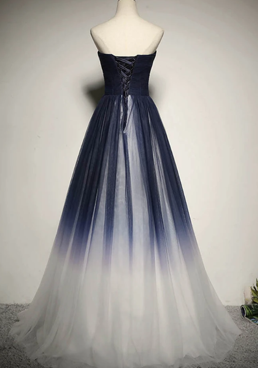 Blue tulle long prom dress blue evening dress cg8166