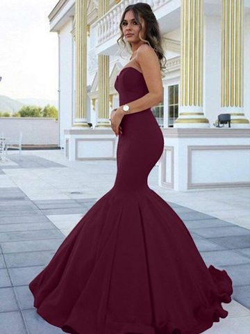 Long Red Mermaid Sweetheart Sleeveless Zipper Prom Dresses cg8200