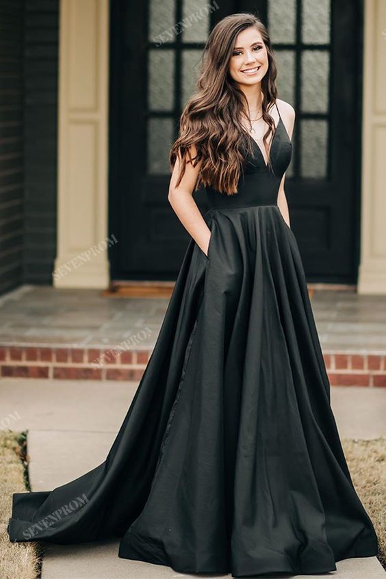 Black Prom Dresses, Simple Long Formal Dress cg8203