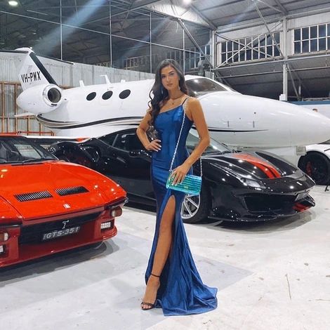 Fashion Mermiad One Shoulder Navy Blue Long Prom/Evening Dress cg8244