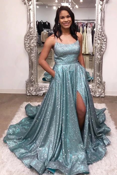 Shinning Prom Dress with Slit, Evening Dress, Special Occasion Dress, Formal Dress, Graduation School Party Gown cg8266