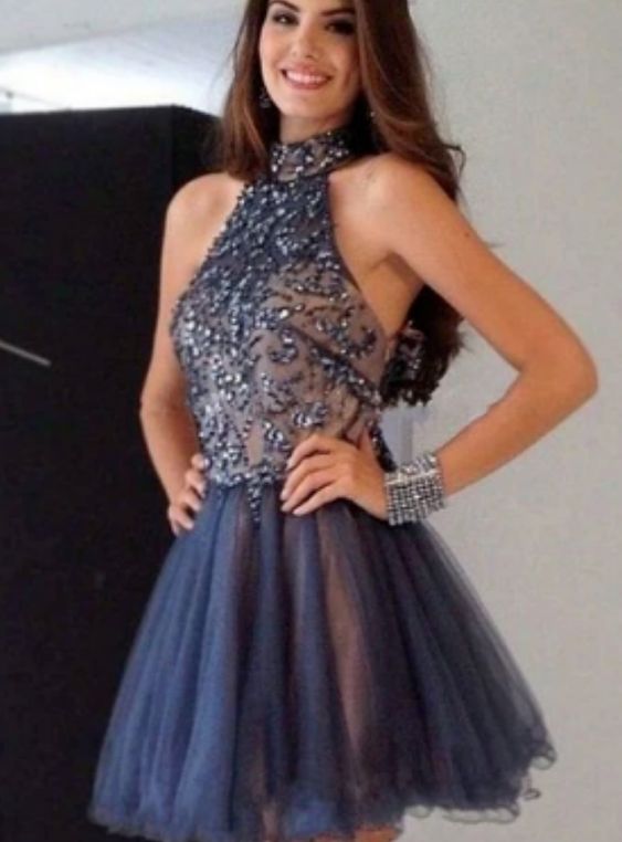 Sexy A-Line Halter Sleeveless Short Homecoming Dress With Beading cg8348