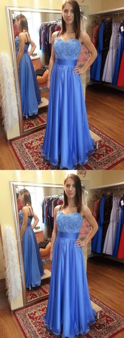 Charming A Line Blue Prom Dress, Sexy Appliques Long Dress cg8391
