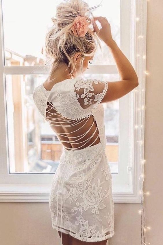 Summer homecoming Dresses White Strap Dress cg8491