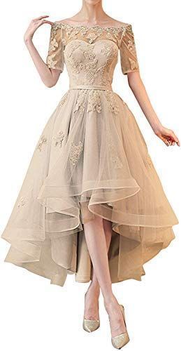 Appliques Off Shoulder Prom Gowns 1/2 Sleeves A Line Evening Dresses cg8549