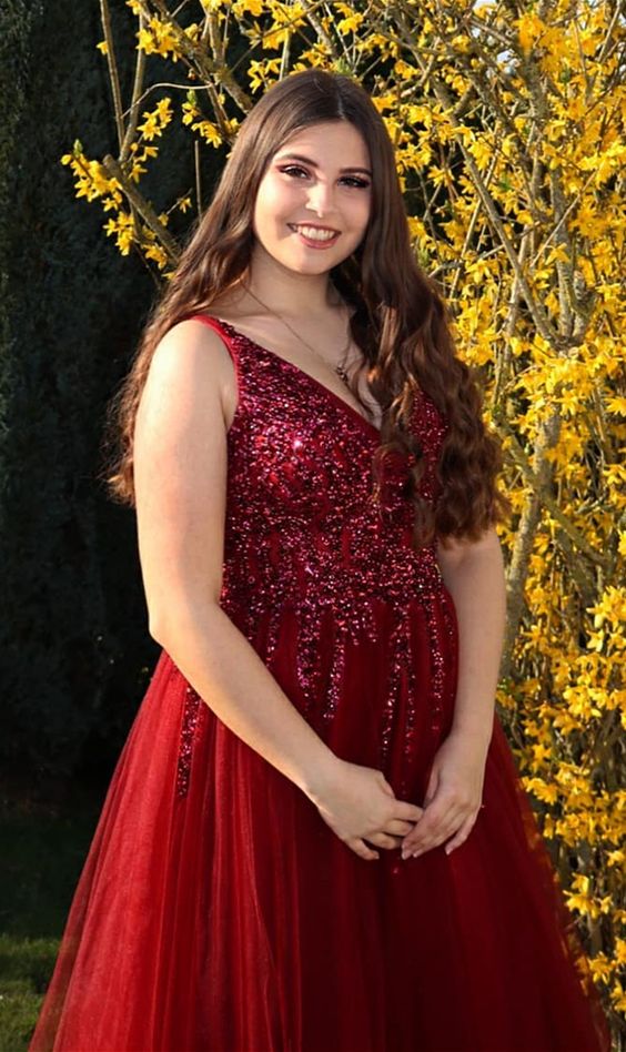 luxury beading prom dresses, chic red prom gowns, a line senior prom dresses cg8561