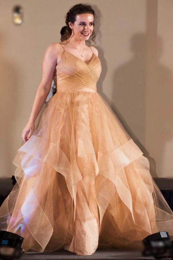 Gold Pageant prom Dress cg8570