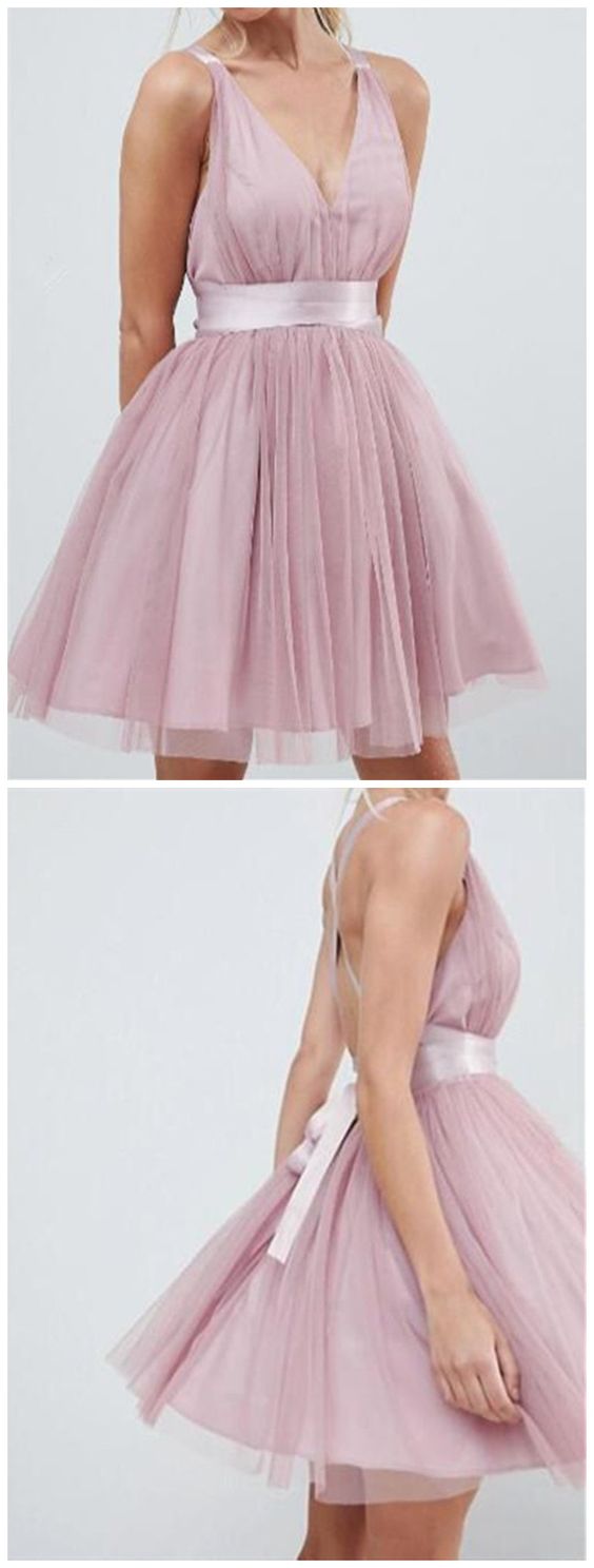 V Neck Short Tulle Dresses, Short Formal Homecoming Graduation Dresses cg8631