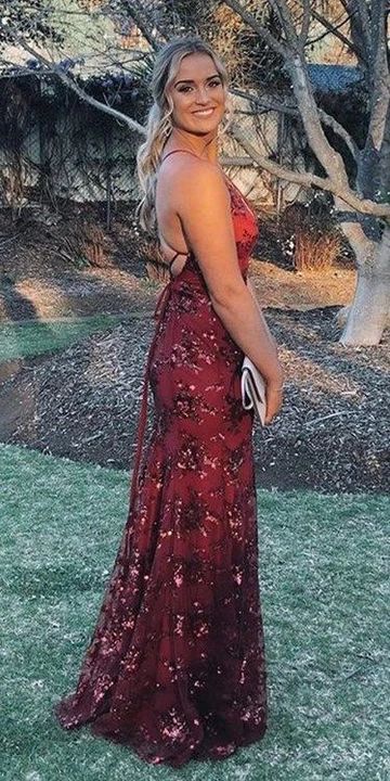 Fitted Burgundy Long Formal Dress Prom Dress cg8661