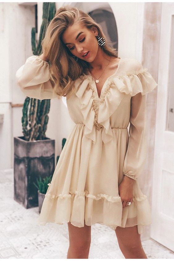 Sexy v neck ruffle women Vintage homecoming dress cg8662