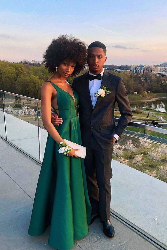 Gorgeous Spaghetti Strap A Line Stain Prom Dresses cg8693