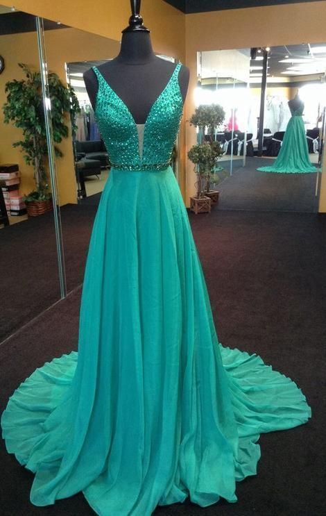 Fashion V-neck Beaded Prom Dress , Long Formal Dress cg8713