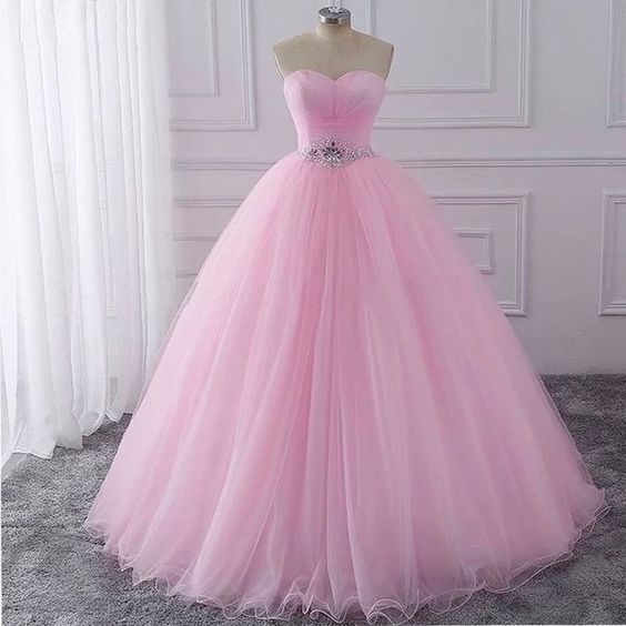 Beautiful Ball Gown Pink Sweetheart Tulle Party Gown, Sweet 16 Dresses Prom Dress cg8720