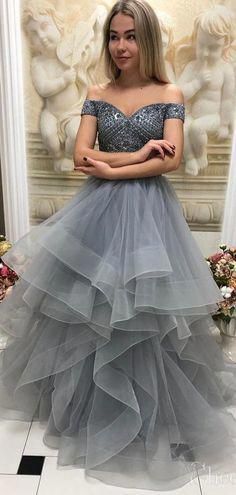 Grey v-neck princess formal prom dresses.Prom Dresses, long Prom Dresses cg8730