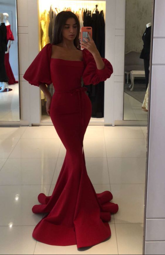 Red Mermaid Long Prom Dress , Chic Prom Dress cg8835