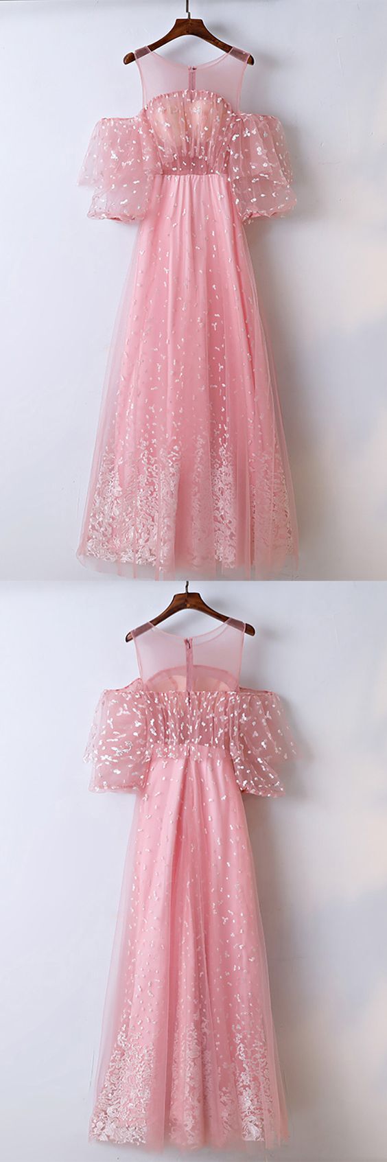 Prom Dresses Lovely Pink Applique Lace Long Prom Dress cg8851