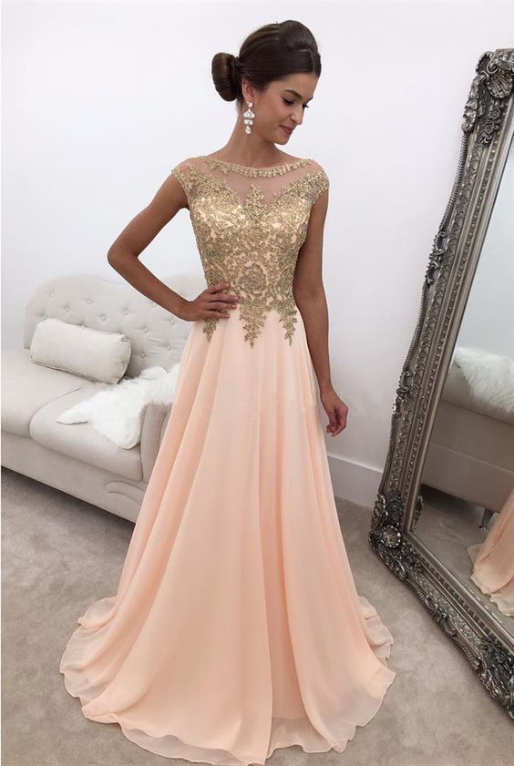 Modest Prom Dresses,Charming Evening Gowns,Pink Evening Dress,Chiffon Prom Dress cg8939