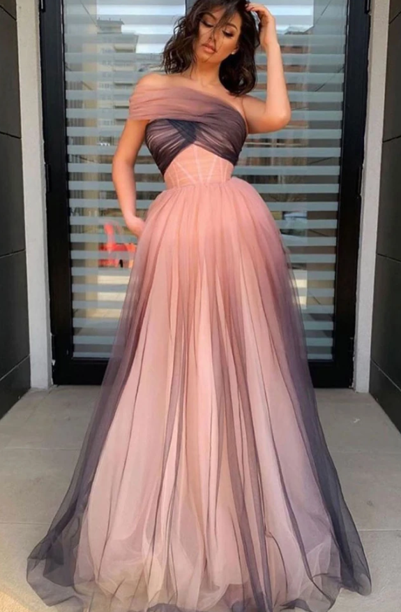 UNIQUE A-LINE TULLE LONG PROM DRESS TULLE FORMAL DRESS cg8971